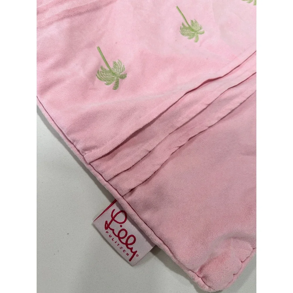 Lilly Pulitzer Pink Faux‎ Suade Palm Tree Standard Pillow Sham Pillow Cover